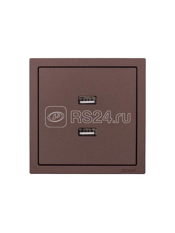 Розетка 2-мест. USB разъем СП ZIMA IP20 шоколад LEZARD 704-7388-192