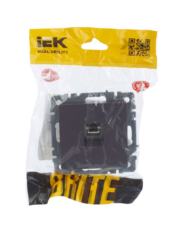 Розетка компьютерная СП RJ45 кат.5E BRITE РК10-БрС механизм сталь IEK BR-K10-1-K46
