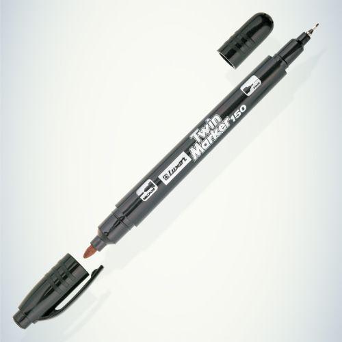 Маркер перманентный двухсторон. пулевидный 0.7-1мм черн. Luxor Б0048245