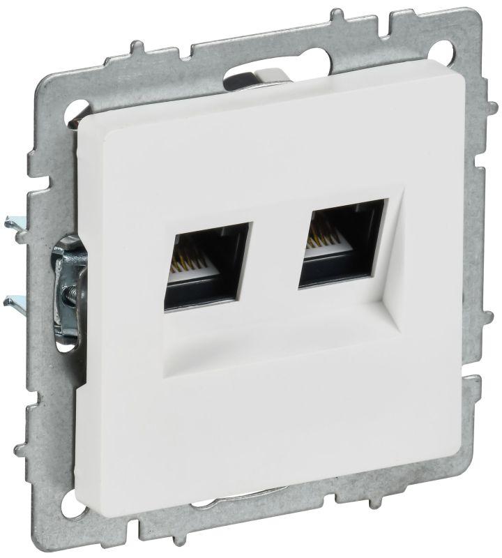 Розетка компьютерная 2-м СП BRITE РК11-2-БрАБ RJ45 кат.6 механизм арктич. бел. IEK BR-K20-2-K91