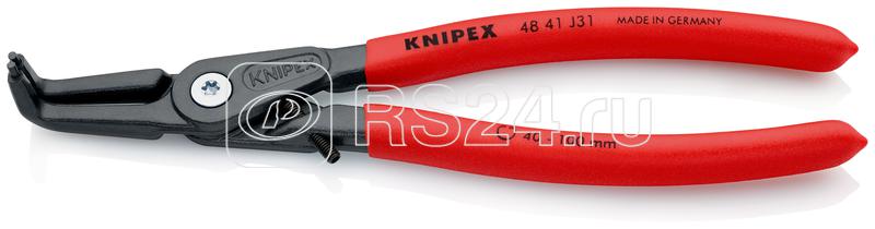 Щипцы прецизионные с запрессованными наконечниками для внутренних стопорных колец с ограничителем раскрытия губки 90град. L-210мм Knipex KN-4841J31