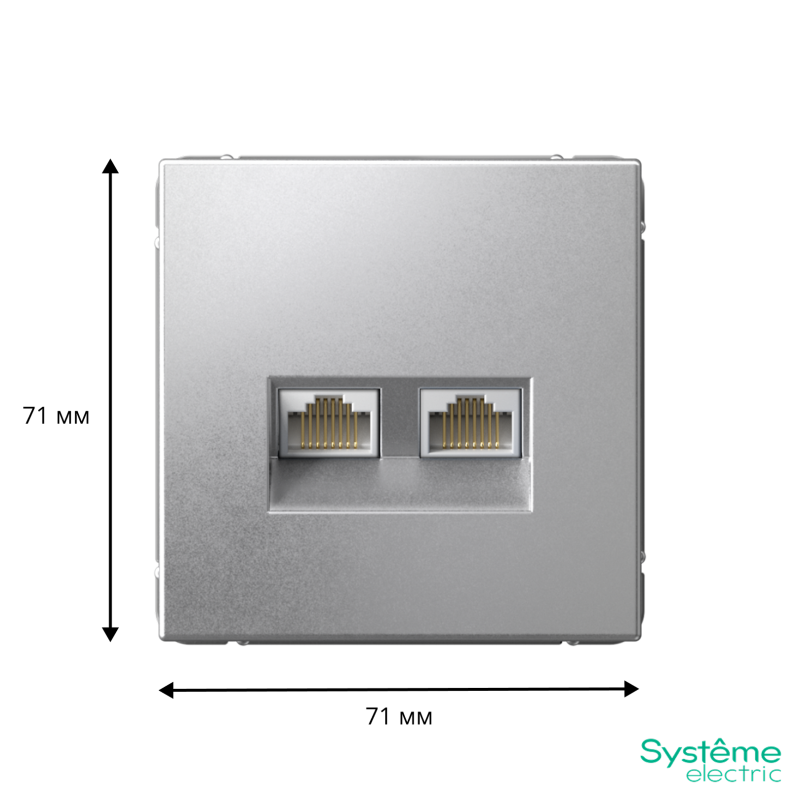Розетка компьютерная 2-м ArtGallery RJ45 + RJ45 кат.5E механизм алюм. SE GAL000385