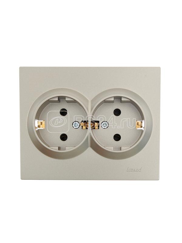 Розетка 2-м СП VESNA с заземл. ПБТ титан LEZARD 742-3700-127B