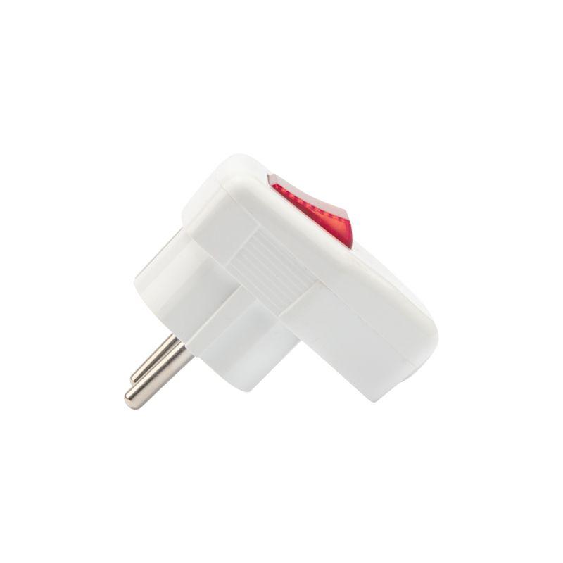 Вилка угловая 16А с заземл. с кнопкой бел. PROCONNECT 11-8530