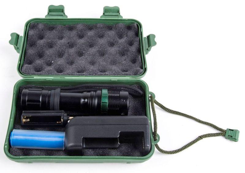 Фонарь аккумуляторный E142 CREE 3Вт фокус 3 режима 220В пластик. черн. (бокс) Ultraflash 12187