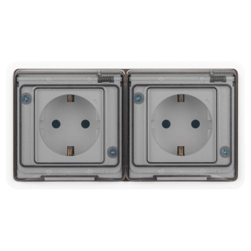 Розетка Эксперт 11-2523-01 2х2P+E гориз. IP55 16А-250В СУ бел. Эра Б0063276