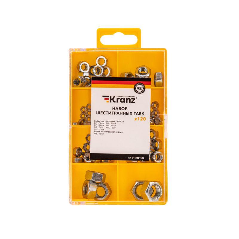 Набор шестигранных гаек (уп.120шт) Kranz KR-01-3101-22