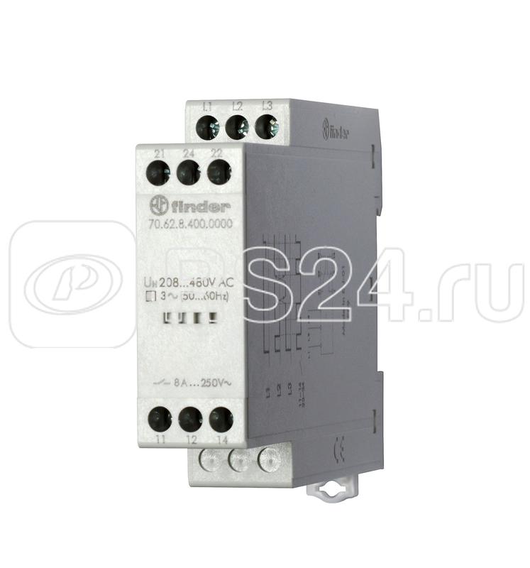 Реле контрольное для 3х-фазных сетей обрыв/чередование фаз выход 2CO 8А модульное 22.5мм IP20 FINDER 706284000000PAS