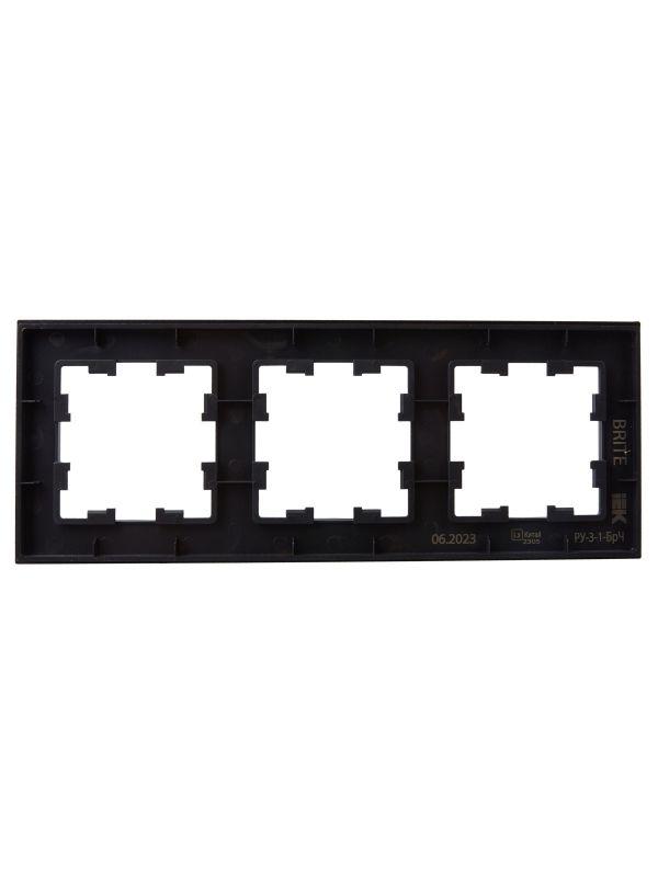 Рамка 3-м BRITE РУ-3-1-БрЧ металл черн. IEK BR-M32-M-K02