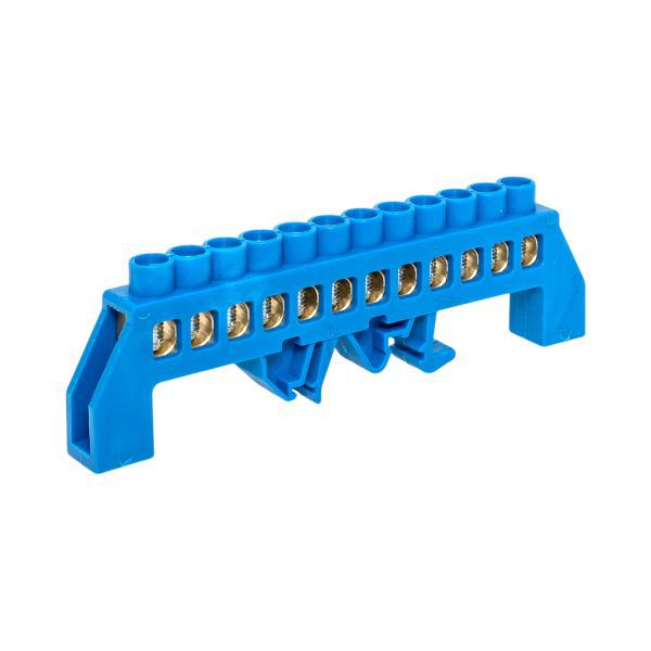 Шина нулевая N 8х12 12 отверстий синий нейлоновый корпус комбинированный латунь розн. стикер PROxima EKF sn0-125-12-dn-r