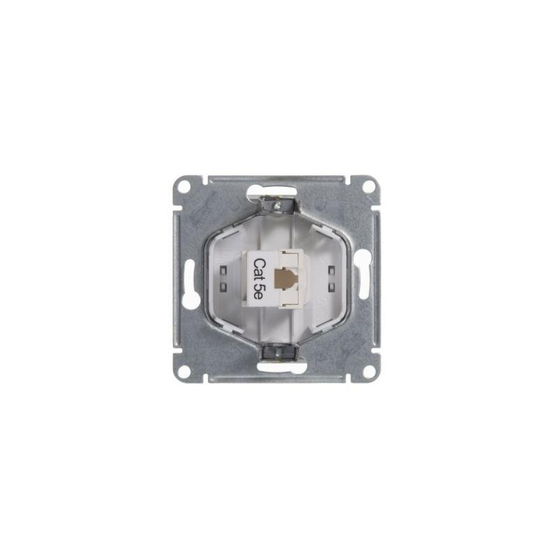 Розетка компьютерная 1-м СП Glossa RJ45 кат.5E механизм бел. SE GSL000181K