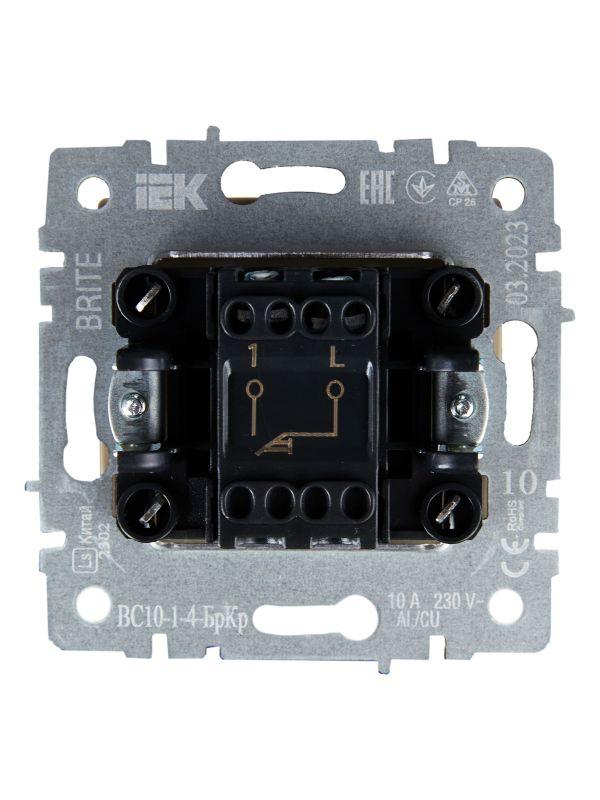 Выключатель 1-кл. СП BRITE ВС10-1-4-БрКр 10А самовозвратн. механизм беж. IEK BR-V14-0-10-K10