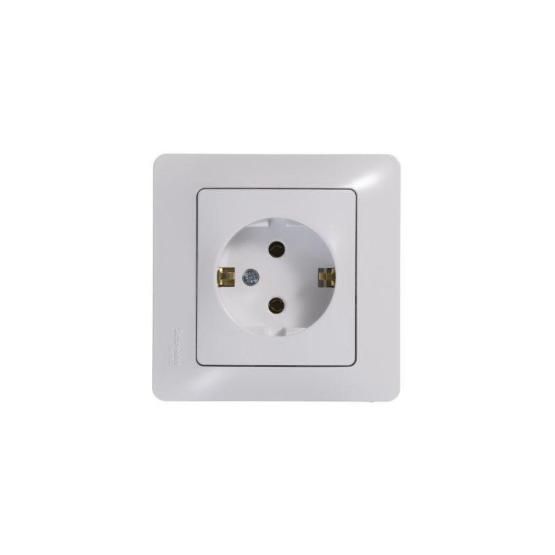Розетка 1-м СП Glossa 16А IP20 с заземл. в сборе бел. SE GSL000142