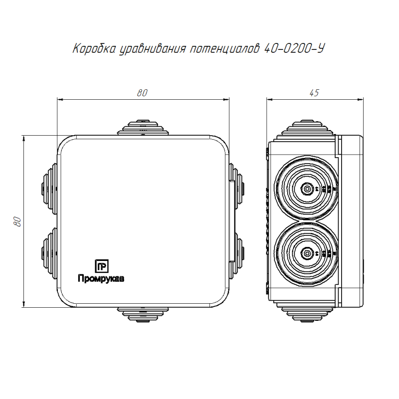 Коробка уравнивания потенциалов ОП 40-0200-У 70х70х40 Промрукав 40-0200-У