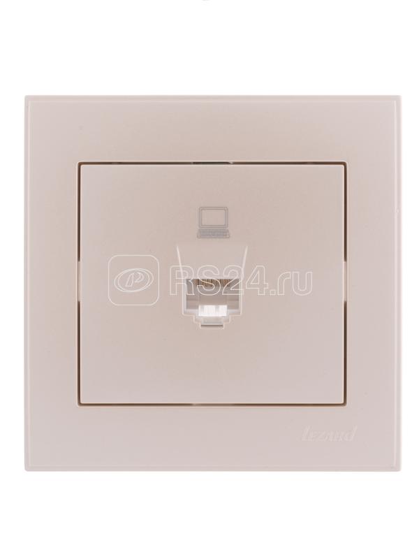 Розетка компьютерная 1-м СП Rain RJ45 жемчуж./бел. перламутр. LEZARD 703-3030-139