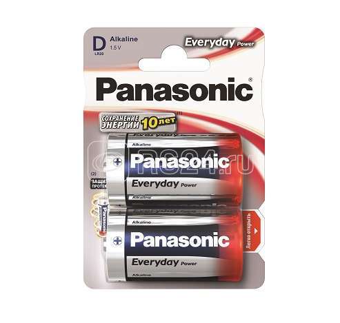 Элемент питания алкалиновый D/LR20 Standard/Everyday BP-2 (блист.2шт) Panasonic 17557 Элемент питания алкалиновый D/LR20 Standard/Everyday BP-2 (блист.2шт) Panasonic 17557