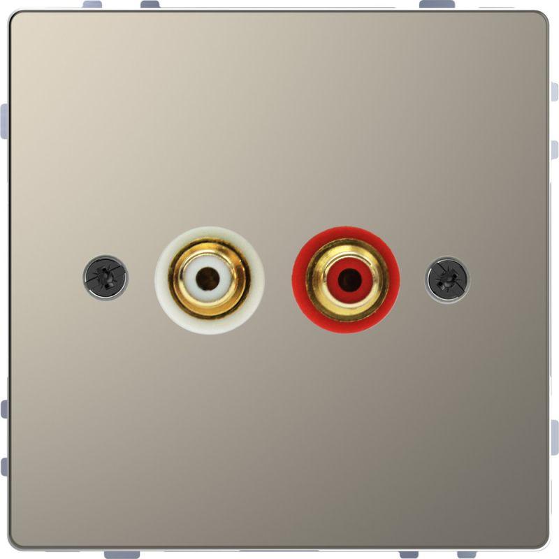 Аудиорозетка Merten D-Life с мод. тюльпан SD никель SchE MTN4350-6050