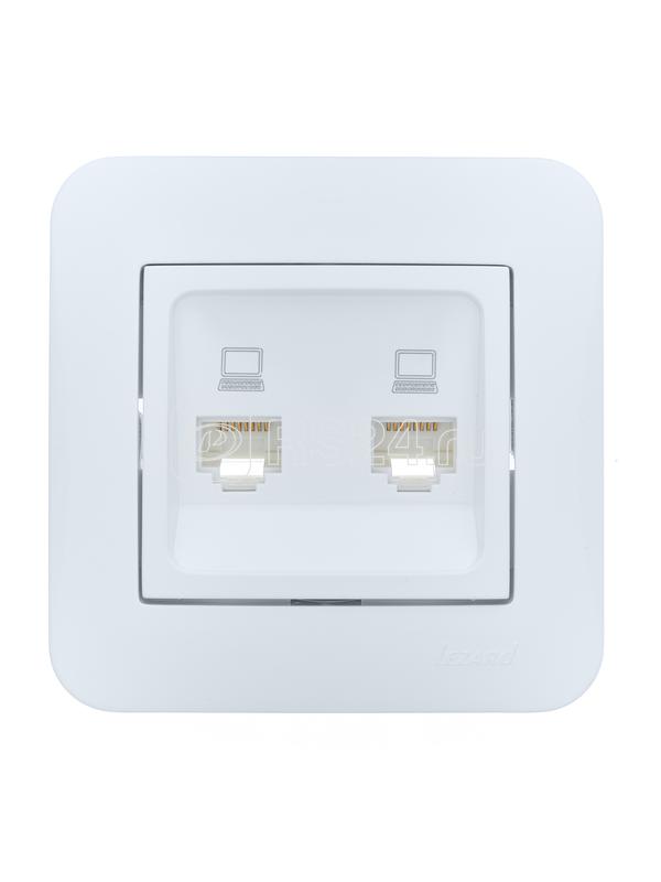 Розетка компьютерная 2-м СП ASTI IP20 RJ45 в сборе бел. LEZARD 7081-0202-141