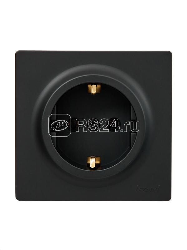 Розетка 1-мест. с заземл. LETO ПБТ черн. бархат LEZARD 752-4200-122B