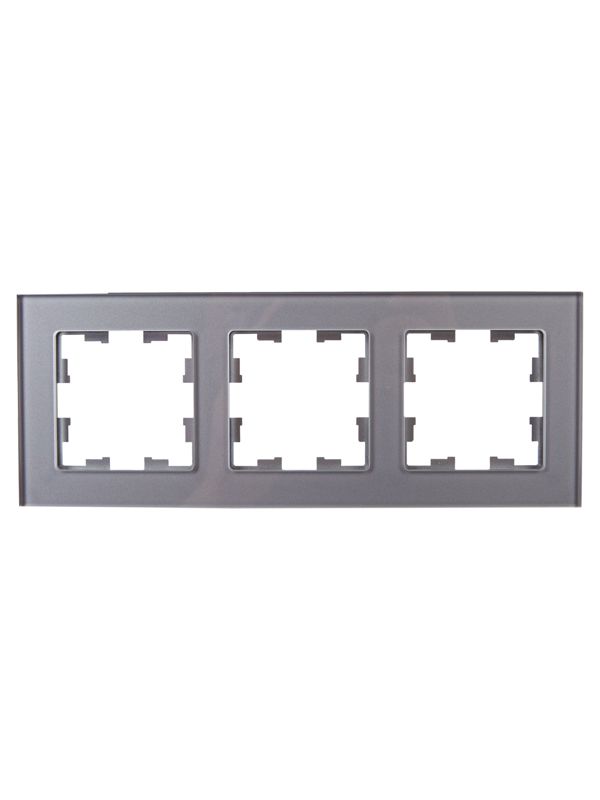 Рамка 3-м BRITE РУ-3-2-БрСе стекло сер. IEK BR-M32-G-K03
