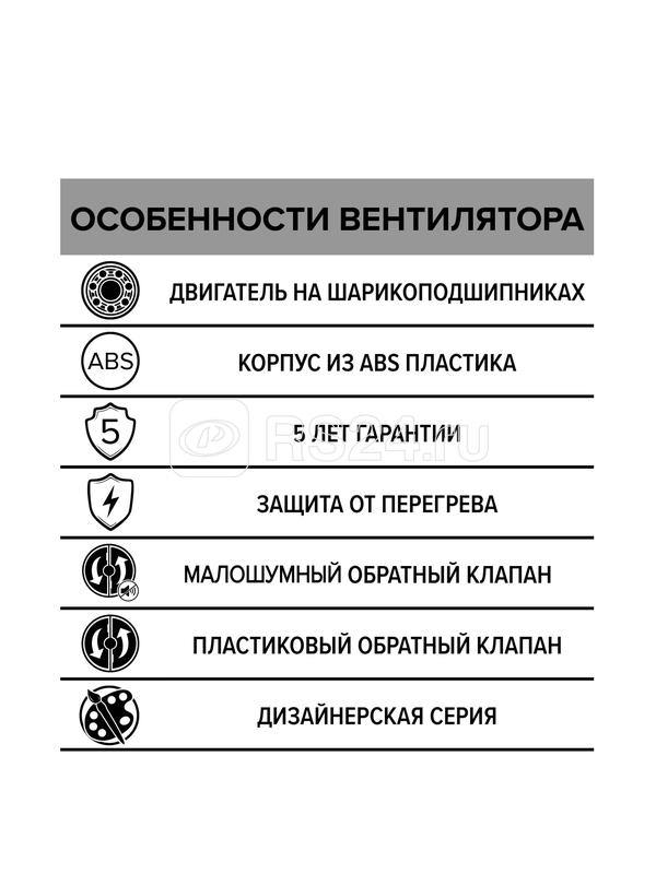 Вентилятор вытяжной осевой декоративный D125 обратн. клапан DiCiTi RIO 5C Matt black