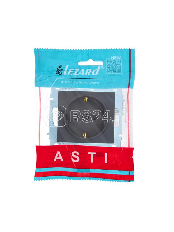 Розетка 1-м СП ASTI 16А IP20 с заземл. защ. шторки термопласт механизм черн. бархат. LEZARD 7081-4288-124B