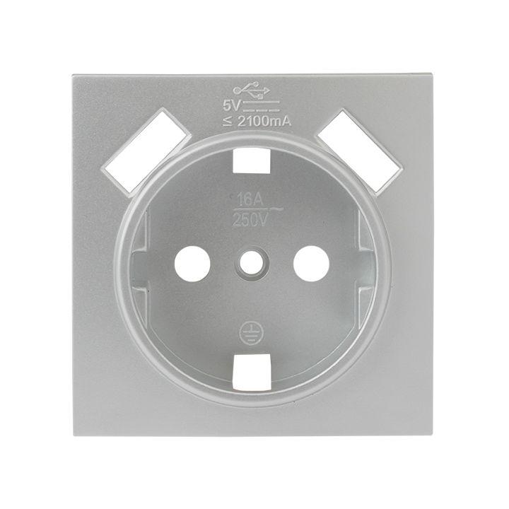 Панель лицевая Валенсия для розетки 1-м 16А защ. шторки с заземл. сталь с 2 USB 2.1А PROxima EKF ESR16-L-028-30-2USB