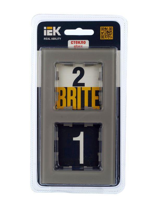 Рамка 2-м BRITE РУ-2-2-БрД стекло дым. IEK BR-M22-G-K30