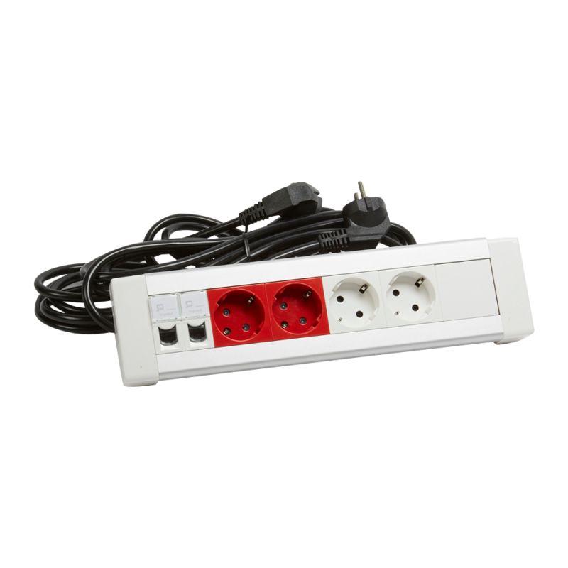 Блок настольный 2х2P+E + 2х2P+E (с механической блокировкой) + 2хRJ45 кат.6 FTP + 2 заглушки со шнуром Leg 653563