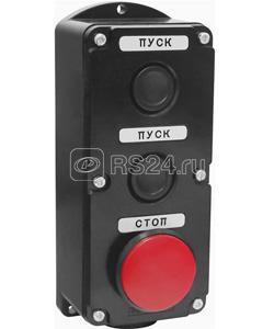 Пост управления ПКЕ 222-3 У2 10А 660В 3 элемента черн. цилиндр и красн. гриб накладной IP54 Электротехник ET519079