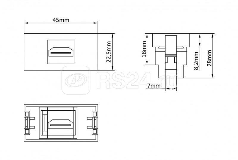 Модуль M45/2-HDMI-WH розетки HDMI 1М 45х22.5мм бел. Hyperline 250104