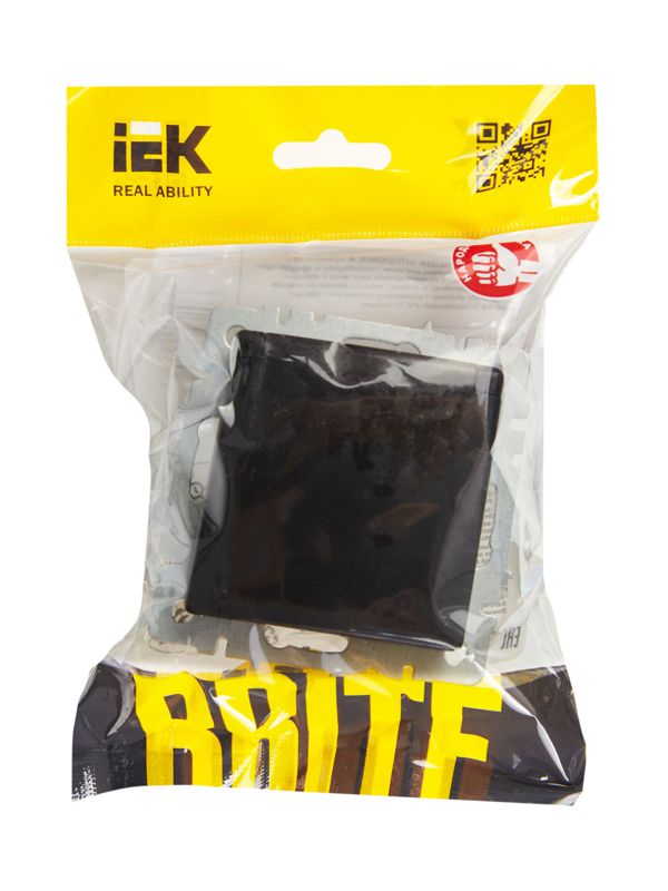 Розетка BRITE РСбш10-3-БрЧ 16А IP20 с заземл. защ. шторки с крышкой механизм черн. IEK BR-R16-16-K02