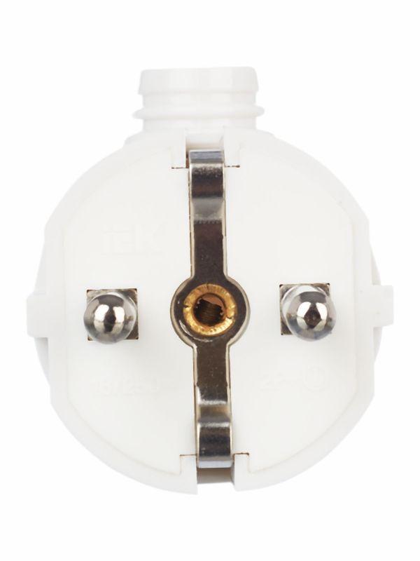 Вилка угловая ВПу11-01-Ст разборная с заземл. 16А бел. IEK EVP11-16-01-K01