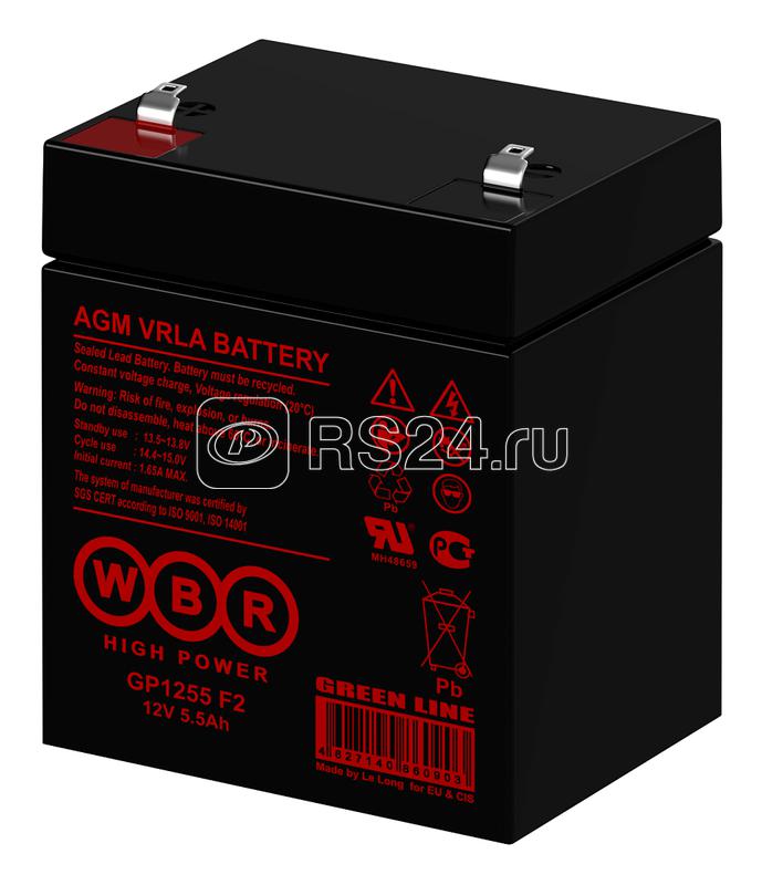 Аккумулятор 12В 5.5А.ч WBR GP1255 F2 WBR