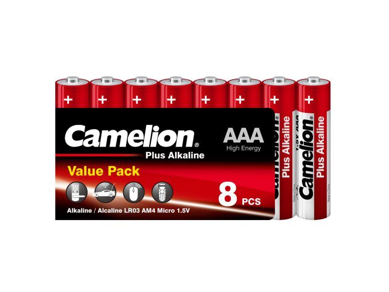 Элемент питания алкалиновый AAA/LR03 1.5В Plus Alkaline LR03-SP8 (блист.8шт) Camelion 9281