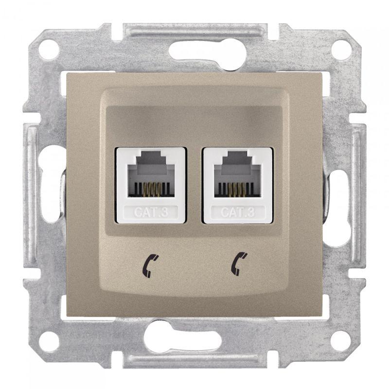 Розетка телефонная 2-м СП Sedna RJ11 механизм титан SchE SDN4201168