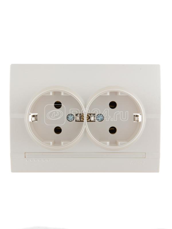 Розетка 2-м СП Deriy с заземл. бакелит жемчуж./бел. перламутр. LEZARD 702-3030-127B
