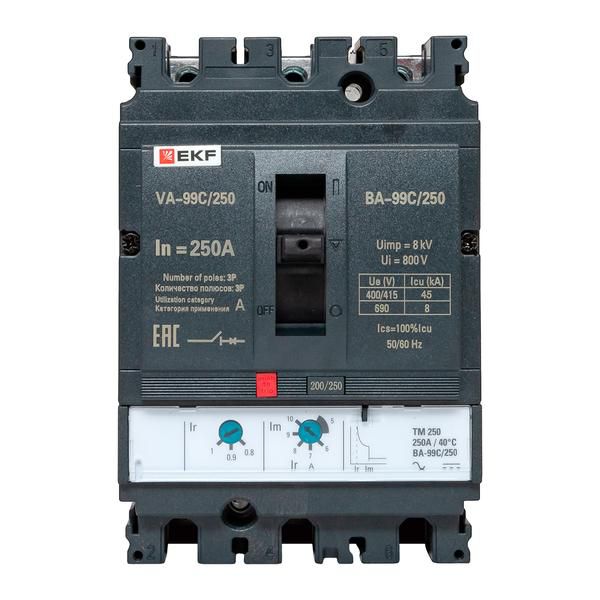 Выключатель автоматический 3п 250/250А 45кА ВА-99C Compact NS PROxima EKF mccb99C-250-250