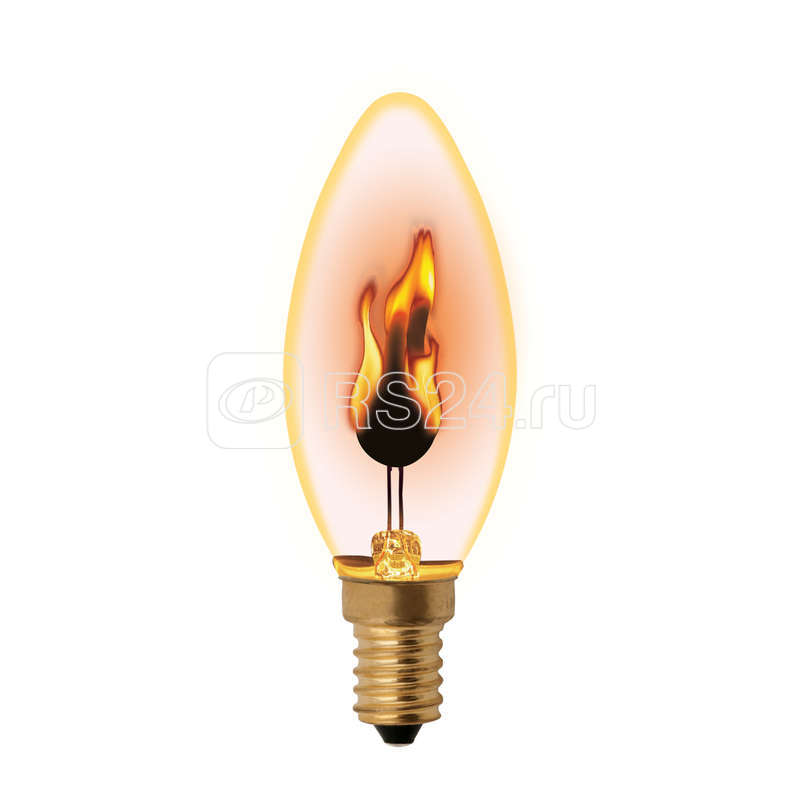 Лампа декоративная IL-N-C35-3/RED-FLAME/E14/CL с типом свечения "эффект пламени" форма "свеча" прозр. упак. картон Uniel UL-00002981
