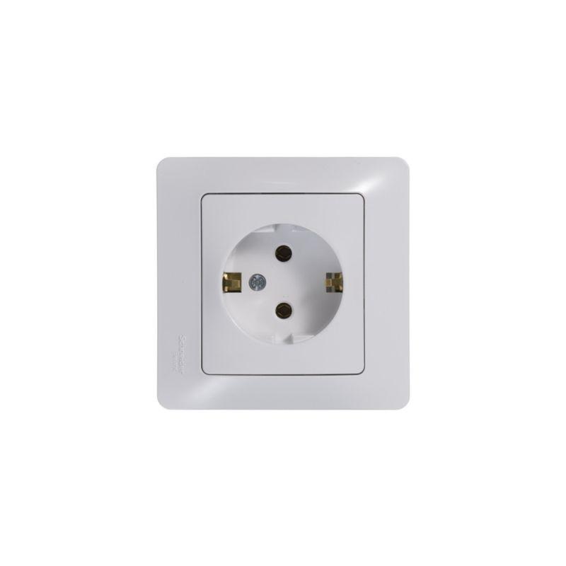 Розетка 1-м СП Glossa 16А IP20 с заземл. механизм бел. SE GSL000143