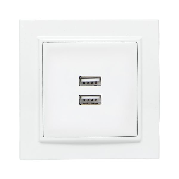 Розетка USB 2-м СП Минск 2.1А бел. EKF ERR-2USB-100