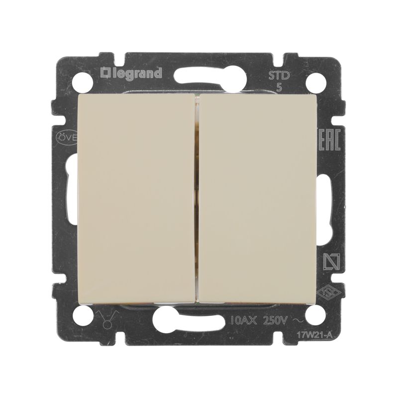 Выключатель 2-кл. СП Valena 10А IP31 250В механизм сл. кость IEK 774305