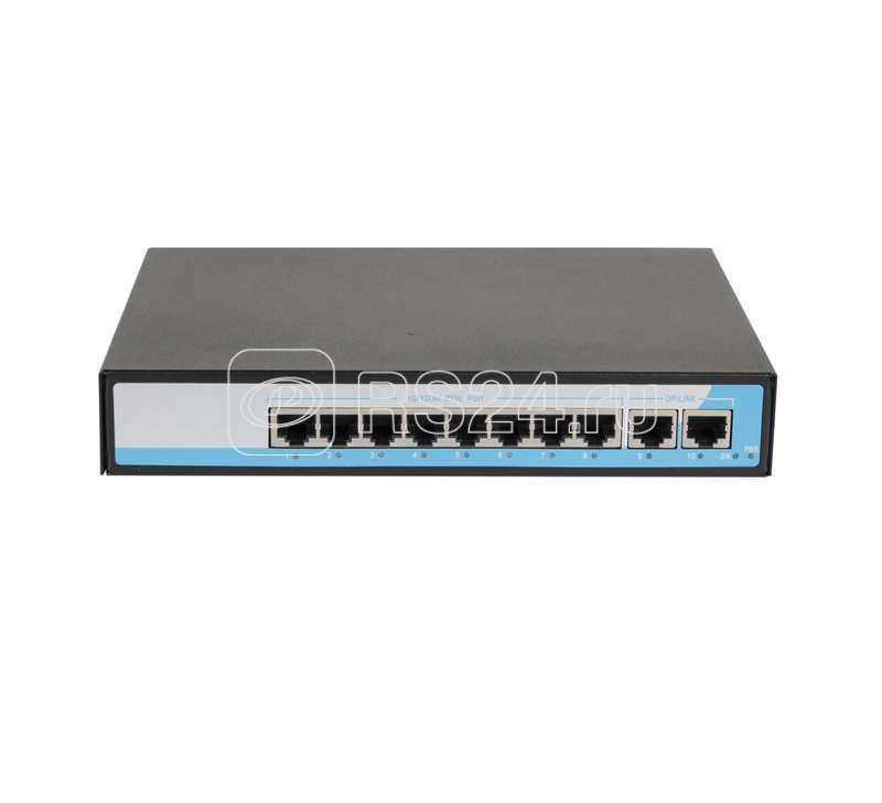 Коммутатор неуправляемый 8PoE(802.3af) порта 10/100Мбит/с до 250м кат.6 2 Upl 150W NIKOMAX GL-SW-F005-08P