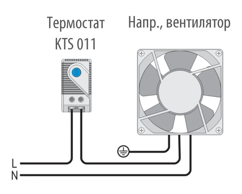 Термостат нормально-разомкнутый KTS011 0-60град.C для охлаждения с креплением Cabeus 7768c