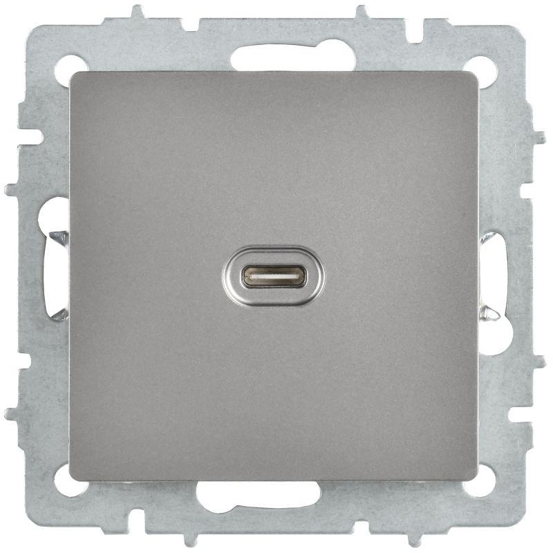Розетка СП BRITE USB C 65Вт высокоскор. заряд. РЮ12-1-БрС сталь IEK BR-U13-065-K46