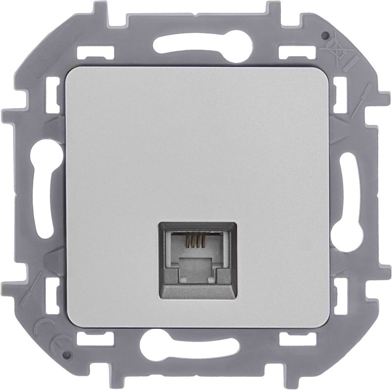 Розетка телефонная Inspiria RJ11 механизм алюм. IEK 673822