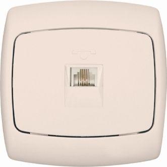 Розетка телефонная 1-м СП Рондо RJ11 сл. кость SchE RT-4S-SI (РТ-4С-си)