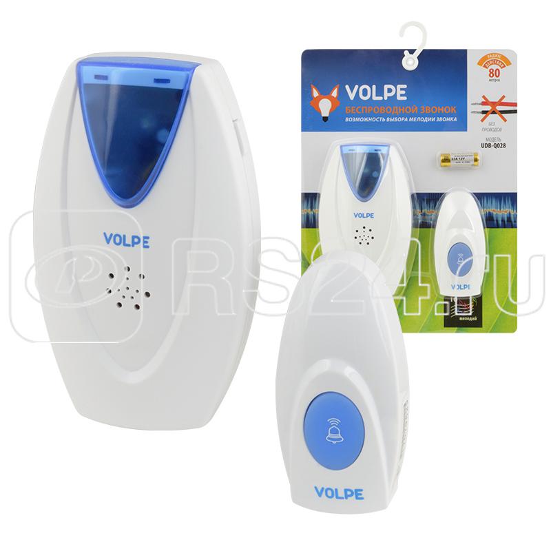 Звонок беспроводной UDB-Q028 W-R1T1-16S-80M-WH 16 мелодий свет. индикация радиус действия 80м блистерная упаковка Volpe UL-00002404