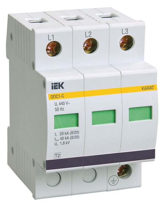 Ограничитель перенапряжения ОПС1-C 3P KARAT IEK MOP20-3-C