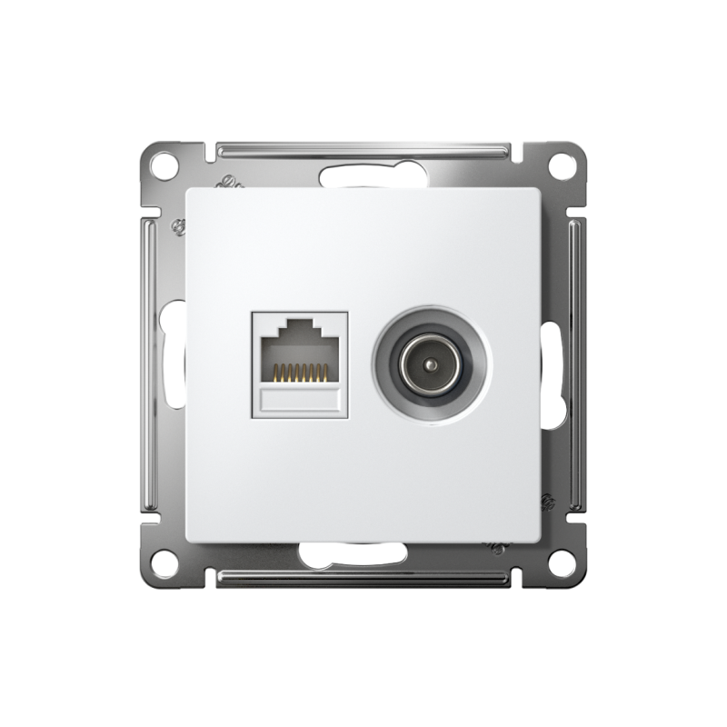 Розетка компьютерная + телевизионная 2-м СП AtlasDesign RJ45 кат.5E + TV механизм лотос SE ATN001389
